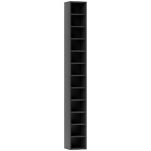 HOMCOM Dulap Suport Cd Da Perete Con 12 Polițe In Lemn 21x20x175cm Negru | Aosom Romania