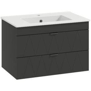 HOMCOM Dulap Suspendat cu Chiuvetă Keramik și Sertare Soft-Close, Negru | Aosom Romania