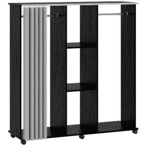 HOMCOM Dulap cu 5 Rafturi și 6 Roți, PAL, 120x40x128 cm, Gri și Negru | Aosom Romania