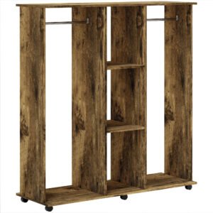 HOMCOM Dulap cu 5 Rafturi și 6 Roți, PAL, 120x40x128 cm, Lemn de tigru | Aosom Romania