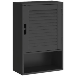 HOMCOM Dulap de Baie, Dulap Suspendat cu Rafturi Reglabile, 40 x 20 x 60 cm, Negru | Aosom Romania