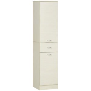 HOMCOM Dulap de Baie cu 2 Dulapuri, Sertar Central și Poliță Reglabilă pentru Depozitare și Organizare, 34x34x150 cm, Lemn Natural | Aosom Romania