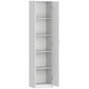 HOMCOM Dulap de Bucătărie Înalt Slim 180 cm, Mobilier cu 5 Rafturi și Ușă Soft Close, Anti-Răsturnare, Rafturi Reglabile, Mobilier Modern pentru Bucătărie, Alb | Aosom Romania