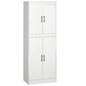 HOMCOM Dulap de bucătărie Mobilă auxiliară cu 4 uși și 5 rafturi deschise 60x36x168 cm Alb | Aosom Romania
