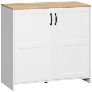 HOMCOM Dulap mobilier bufet bucătărie cu 2 uși și 2 rafturi reglabile 90 x 39,5 x 88 cm | Aosom Romania
