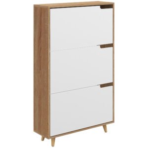 HOMCOM Dulap pentru Pantofi cu Economie de Spațiu cu 3 Sertare și Raft Reglabil, Suport Subțire pentru, 72x24x119 cm, Alb | Aosom Romania