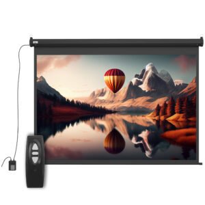 HOMCOM Ecran pentru Proiector de 84 inch, Reglabil cu Telecomandă, Ecran de Proiecție Compact, 171x130 cm, Negru | Aosom Romania