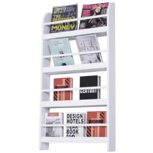 HOMCOM Etajeră de Perete Modernă cu 4 Rafturi din Lemn, Design Elegant pentru Living sau Birou, Alb, 59x12x113cm | Aosom Romania