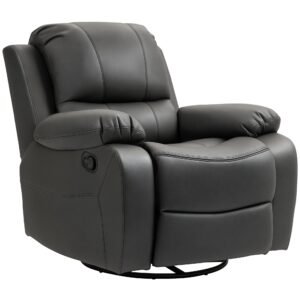 HOMCOM Fotel de relaxare, spătar și suport pentru picioare ajustabile, rotativ, până la 150 kg, cadru din oțel, 93x100x98cm, negru | Aosom Romania
