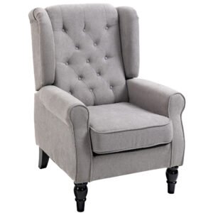 HOMCOM Fotoliu Chesterfield Gri, Confortabil, Comod și Spațiu Generos pentru Living, 74x86x102 cm | Aosom Romania