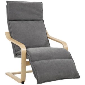 HOMCOM Fotoliu Modern de Relaxare cu Suport Pentru Picioare, Scaun Spațios, Gri Închis | Aosom Romania