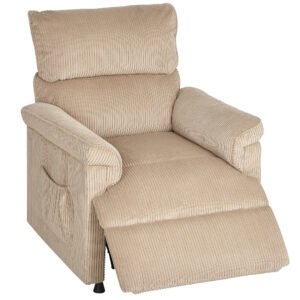 HOMCOM Fotoliu de masaj cu moduri de vibrații, funcție de încălzire, motor silențios, funcție de memorie, oțel, tapițerie din material textil, Maro | Aosom Romania
