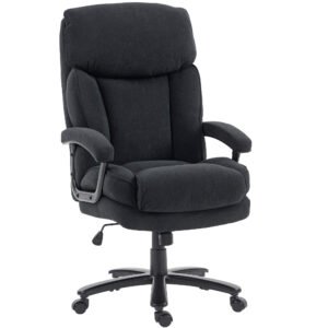 HOMCOM Fotoliu managerial ergonomic scaun birou până la 200 kg cu aspect de in, spătar înalt, | Aosom Romania
