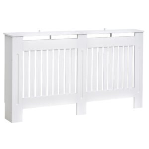 HOMCOM Husă pentru Calorifer din Lamele MDF, 152x19x81 cm, Alb | Aosom Romania