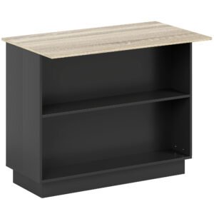 HOMCOM Insulă de Bucătărie cu Bar, Cărucior de Bucătărie cu 2 Compartimente Deschise și 2 Dulapuri, 105x60x82 cm, Negru | Aosom Romania