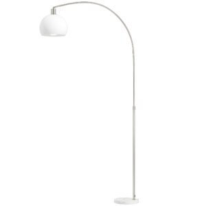 HOMCOM Lampadar, cap curbat, comutator pedalier, bază din marmură, abajur din plastic, Alb | Aosom Romania