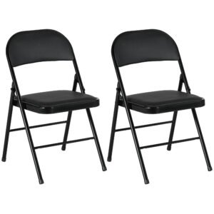 HOMCOM Lot de 2 scaune pliante scaune de dining portabile cadru din oțel dim. 45l x 46P x 78H cm negru | Aosom Romania