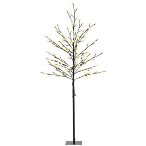HOMCOM Lumină Copac Cireș cu 150 LED-uri Lampă Decorativă Floare de Cireș pentru Interior 17x17x150 cm Negru | Aosom Romania