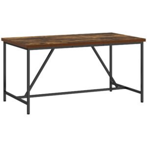HOMCOM Masă Dreptunghiulară pentru 6 Persoane în Stil Industrial cu Picioare Reglabile din Lemn și Oțel, 150x80x75 cm, Maro | Aosom Romania