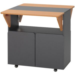 HOMCOM Masă Pliabilă pentru Bucătarie cu Dulap de Depozitare, 70x83x75 cm, Gri | Aosom Romania