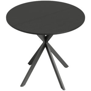 HOMCOM Masă Rotundă de Dining în Stil Industrial cu Picioare în Cruce din Oțel, Ø80x75 cm, Negru | Aosom Romania