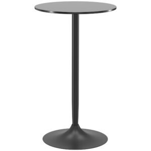 HOMCOM Masă de Bar Înaltă, Masă de Bucătărie Modernă Rotundă cu Blat Vopsit și Bază din Oțel, Masă Bistro pentru 2 Persoane, Neagră | Aosom Romania