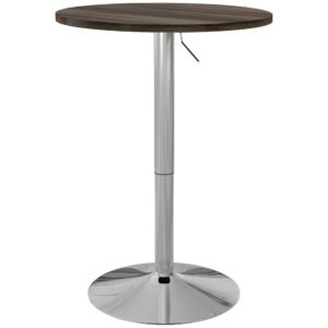 HOMCOM Masă de Bar Rotundă Reglabilă, pentru Pub, cu Blat Pivotant 360° și Bază din Oțel, Nuc | Aosom Romania