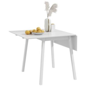 HOMCOM Masă de bucătărie pliabilă masă de dining pliantă cu blat rabatabil din lemn pentru 2 la 4 persoane alb | Aosom Romania
