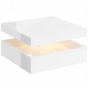 HOMCOM Masă de centru cu LED RGB 7 culori alb lucios cu depozitare deschisă și telecomandă 78x78x40 cm | Aosom Romania