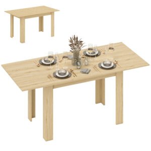 HOMCOM Masă de dining extensibilă, masă de bucătărie rectagulară, pentru 6-8 persoane, 140-180 x 80 cm, efect lemn natural | Aosom Romania