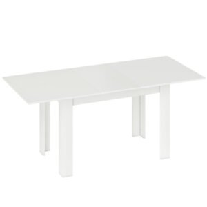 HOMCOM Masă de sufragerie extensibilă, masă de bucătărie dreptunghiulară, pentru 6-8 persoane, 140-180 x 80 cm, alb | Aosom Romania