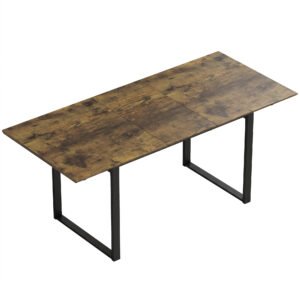 HOMCOM Masă extensibilă 140–180 cm pentru 6–8 persoane, dreptunghiulară, design industrial cu cadru din oțel, aspect lemn tigru | Aosom Romania
