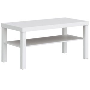 HOMCOM Măsuță de living dreptunghiulară cu poliță mare, 90 x 45 x 44,5 cm, alb | Aosom Romania