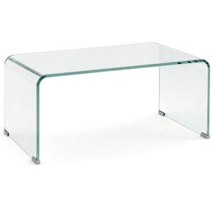 HOMCOM Măsuță din Sticlă Temperată Modernă pentru Living cu Design Monobloc, 80 x 45 x 35 cm, Transparent | Aosom Romania