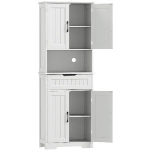 HOMCOM Mobilier de Bucătărie cu Sertar și 2 Dulapuri cu Rafturi Reglabile Alb | Aosom Romania