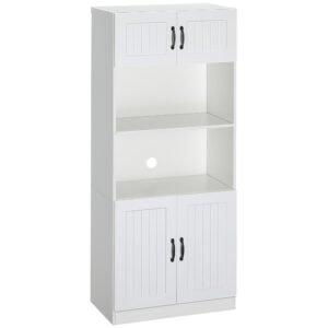 HOMCOM Mobilier de bucătărie Bufet Dulap, Stil rustic, 2 dulapuri, 2 rafturi, 70 cm x 40 cm x 170 cm Alb + Negru | Aosom Romania
