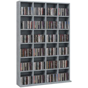 HOMCOM Mobilier de depozitare multimedia 480 CD-uri/312 DVD-uri - bibliotecă din lemn cu rafturi reglabile, 89 x 130,5 cm, gri | Aosom Romania