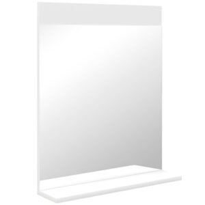 HOMCOM Oglindă de Baie pentru Perete în Stil Modern, Oglindă de Baie cu Raft, 50x12x60 cm, Alb | Aosom Romania