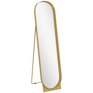 HOMCOM Oglindă de Podea Autoportantă din Metal 40x150 cm Auriu | Aosom Romania