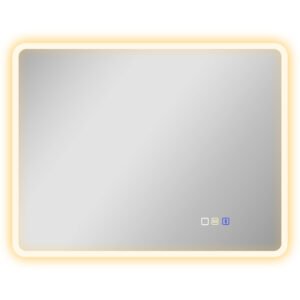 HOMCOM Oglindă de baie LED bluetooth 70 x 90 cm interruptor tactil lumină reglabilă 3 culori anti-abur memorie argintiu | Aosom Romania