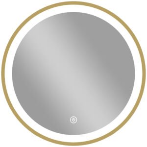 HOMCOM Oglindă de baie cu iluminare LED rotundă 40 cm, oglindă luminoasă de perete cu 3 temperaturi de culoare, reglabilă, auriu | Aosom Romania