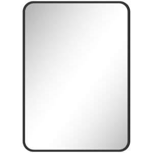 HOMCOM Oglindă de baie cu ramă metalică și agățătoare, 50x2.5x70 cm, negru | Aosom Romania