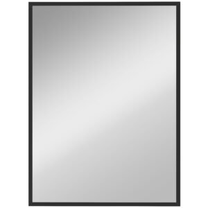 HOMCOM Oglindă de perete dreptunghiulară 76 x 101 cm, ramă din lemn negru, ideală pentru baie, living sau dormitor | Aosom Romania
