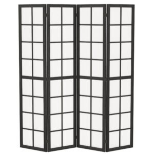 HOMCOM Paravan de Interior Pliabil cu 4 Panouri din Lemn și Material Nețesut, 160x170 cm, Negru și Alb | Aosom Romania