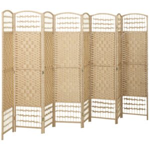 HOMCOM Paravan interior din lemn separator de cameră panou pliabil 8 panouri 320 x 170 cm lemn natural | Aosom Romania