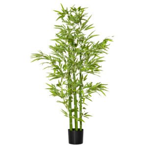HOMCOM Planta Artificiala de Bambus 150 cm cu Ghveci Inclus, Planta Artificiala cu Aspect Realist pentru Interior si Exterior | Aosom Romania