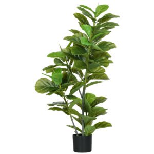 HOMCOM Plantă Ficus artificială, înălțime 110 cm cu 90 de frunze și ghiveci pentru living | Aosom Romania