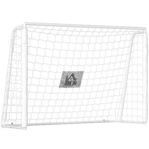 HOMCOM Poartă de Fotbal pentru Adulți și Copii de Grădină cu Țintă Centrală și Stâlpi, 186x62x123 cm, Alb | Aosom Romania