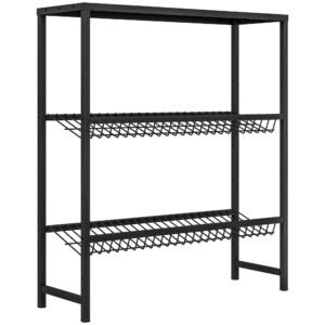HOMCOM Raft depozitare, ajustabil în înălțime, metal stabil, design compact, capacitate de încărcare 210 kg, Negru | Aosom Romania