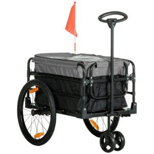 HOMCOM Remorcă de marfă cărucior 130 x 64 x 103 cm oțel Negru+Gri | Aosom Romania